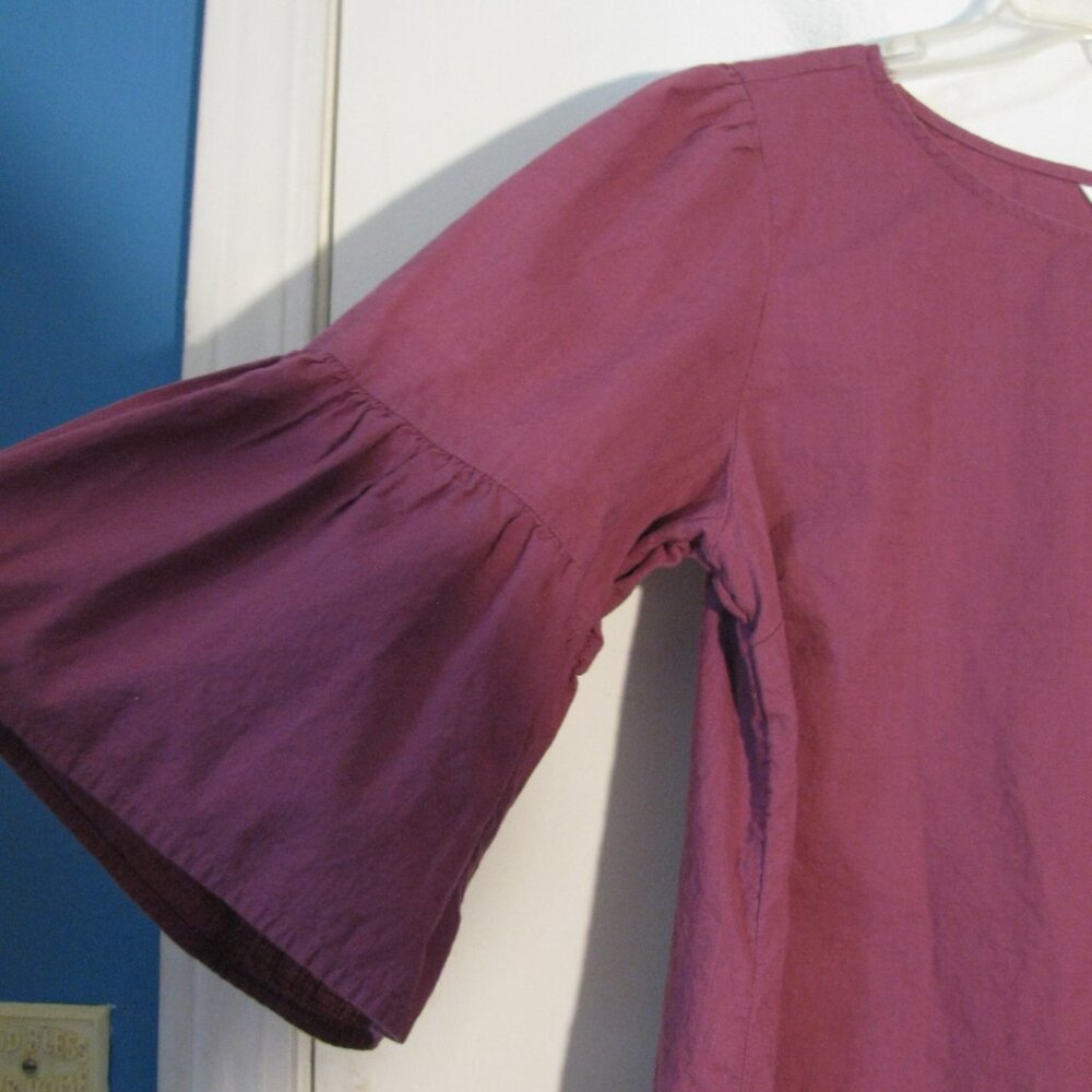 ** Time and Tru Purple Blouse Medium 8 10 Excellent Bell Sleeve - Picture 3 of 4